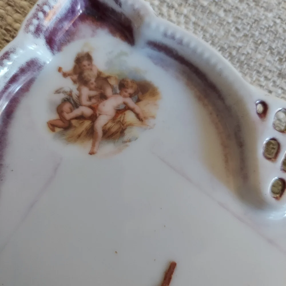 VICTORIA CARLSBAD OF AUSTRIA PORCELAIN PLATTER TRAY CHERUBIM EARLY 20TH CENTURY
